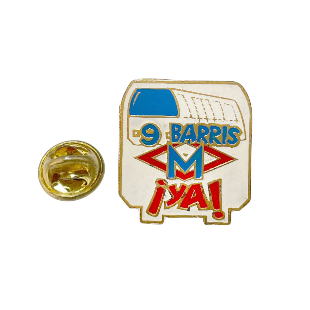 Vintage Barcelona Metro pin – “9 Barris ¡Ya!”